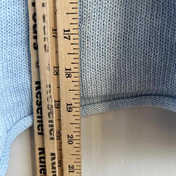 Classy Paris Women's One Size Blue Knit Oversized V Neck Sweater Cropped - Picture 2 of 9